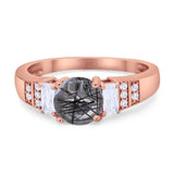 Three Stone Round Natural Stone Ring