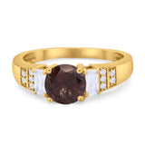 Three Stone Round Natural Stone Ring