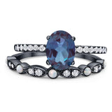 Two Piece Oval Natural Stone Bridal Ring