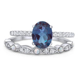 Two Piece Oval Natural Stone Bridal Ring