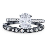 Two Piece Oval Natural Stone Bridal Ring