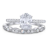 Two Piece Oval Natural Stone Bridal Ring