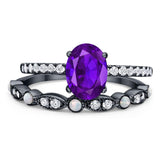 Two Piece Oval Natural Stone Bridal Ring