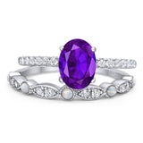 Two Piece Oval Natural Stone Bridal Ring