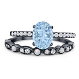 Two Piece Oval Natural Stone Bridal Ring