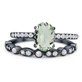 Two Piece Oval Natural Stone Bridal Ring