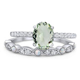 Two Piece Oval Natural Stone Bridal Ring