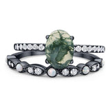 Two Piece Oval Natural Stone Bridal Ring
