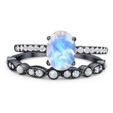 Two Piece Oval Natural Stone Bridal Ring