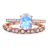 Two Piece Oval Natural Stone Bridal Ring