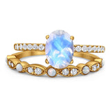 Two Piece Oval Natural Stone Bridal Ring