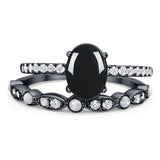 Two Piece Oval Natural Stone Bridal Ring