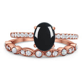 Two Piece Oval Natural Stone Bridal Ring