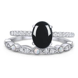 Two Piece Oval Natural Stone Bridal Ring