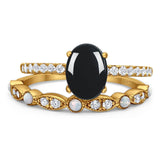 Two Piece Oval Natural Stone Bridal Ring