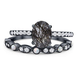 Two Piece Oval Natural Stone Bridal Ring