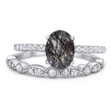 Two Piece Oval Natural Stone Bridal Ring