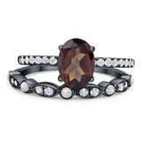 Two Piece Oval Natural Stone Bridal Ring