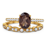 Two Piece Oval Natural Stone Bridal Ring