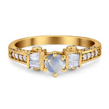 Art Deco Round Natural Stone Cocktail Ring