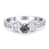 Art Deco Round Natural Rutilated Quartz Cocktail Ring 925 Sterling Silver