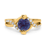 Art Deco Round Natural Stone Twisted Ring