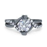 Art Deco Round Natural Stone Twisted Ring