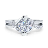 Round Moissanite Twisted Engagement Ring 925 Sterling Silver