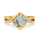 Art Deco Round Natural Stone Twisted Ring