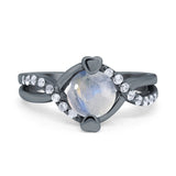 Art Deco Round Natural Stone Twisted Ring