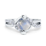 Round Natural Moonstone Twisted Engagement Ring 925 Sterling Silver