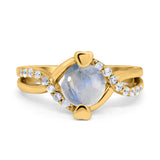 Art Deco Round Natural Stone Twisted Ring