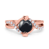 Art Deco Round Natural Stone Twisted Ring