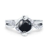 Art Deco Round Natural Stone Twisted Ring
