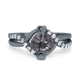 Art Deco Round Natural Stone Twisted Ring