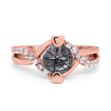 Art Deco Round Natural Stone Twisted Ring