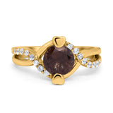 Art Deco Round Natural Stone Twisted Ring