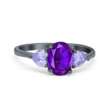Art Deco Oval Natural Stone Trio Ring