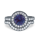Two Piece Round Natural Stone Bridal Ring