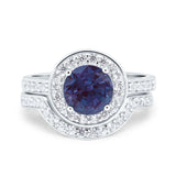 Two Piece Round Natural Stone Bridal Ring