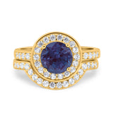 Two Piece Round Natural Stone Bridal Ring