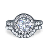 Two Piece Round Natural Stone Bridal Ring