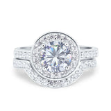 Two Piece Round Natural Stone Bridal Ring