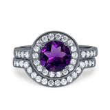 Two Piece Round Natural Stone Bridal Ring