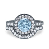 Two Piece Round Natural Stone Bridal Ring