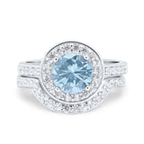 Two Piece Round Natural Stone Bridal Ring