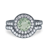 Two Piece Round Natural Stone Bridal Ring
