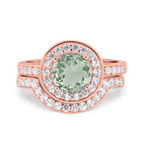 Two Piece Round Natural Stone Bridal Ring