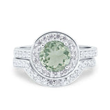 Two Piece Round Natural Stone Bridal Ring