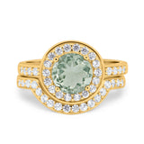 Two Piece Round Natural Stone Bridal Ring